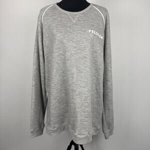 Peloton Piped Crewneck Pullover Gray Cotton Blend Lightweight Sweater New XL